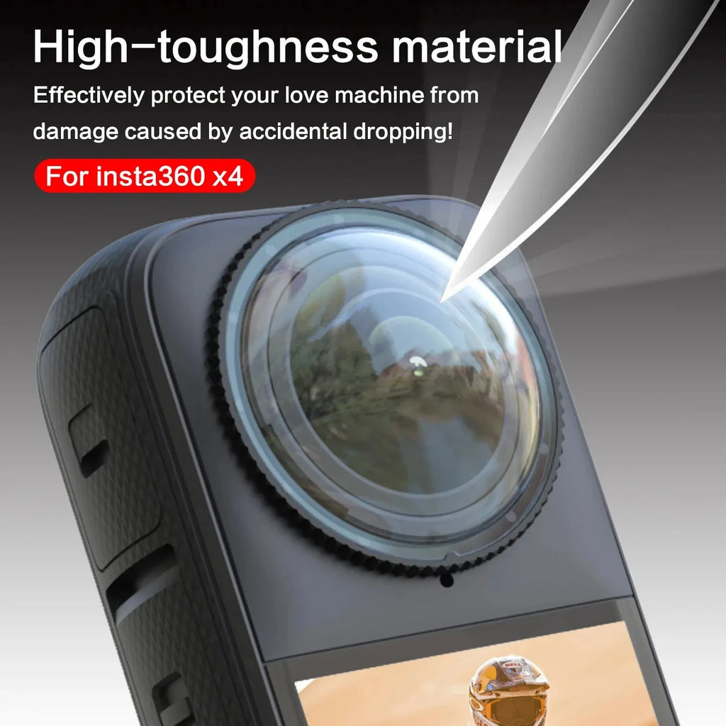 Insta360 X4 lens protective glasses rotating glass plastic two-pack accessory on camera
