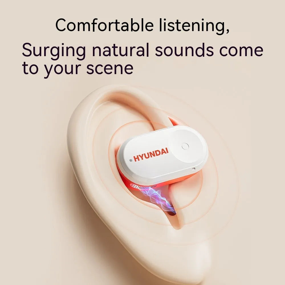 Hyundai ear hook wireless Bluetooth headset in Silver Black with plastic build and secure ear hook design