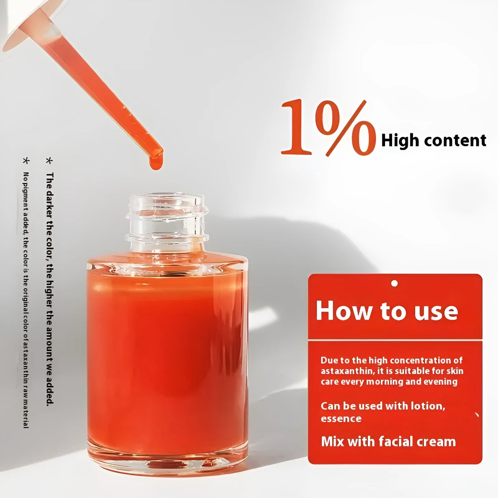 Astaxanthin Essence facial serum bottle for skin brightening and hydration.