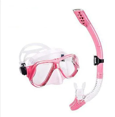 Diving goggles with anti-fog lens, PC frame, transparent glass, and adjustable silicone strap in multiple colours