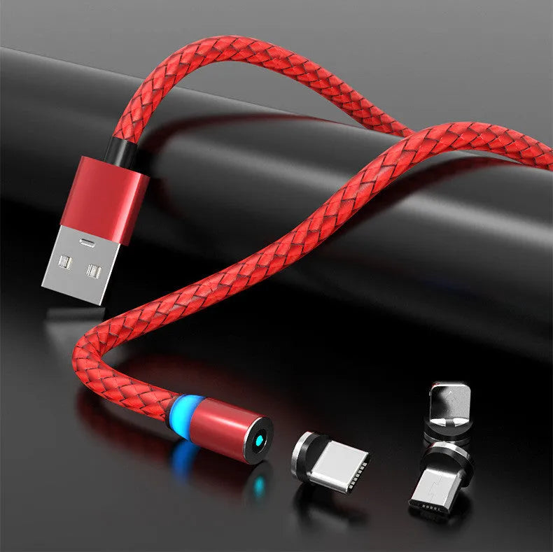 Magnetic data cable with breathing light in various colours and lengths for Apple and Android phones