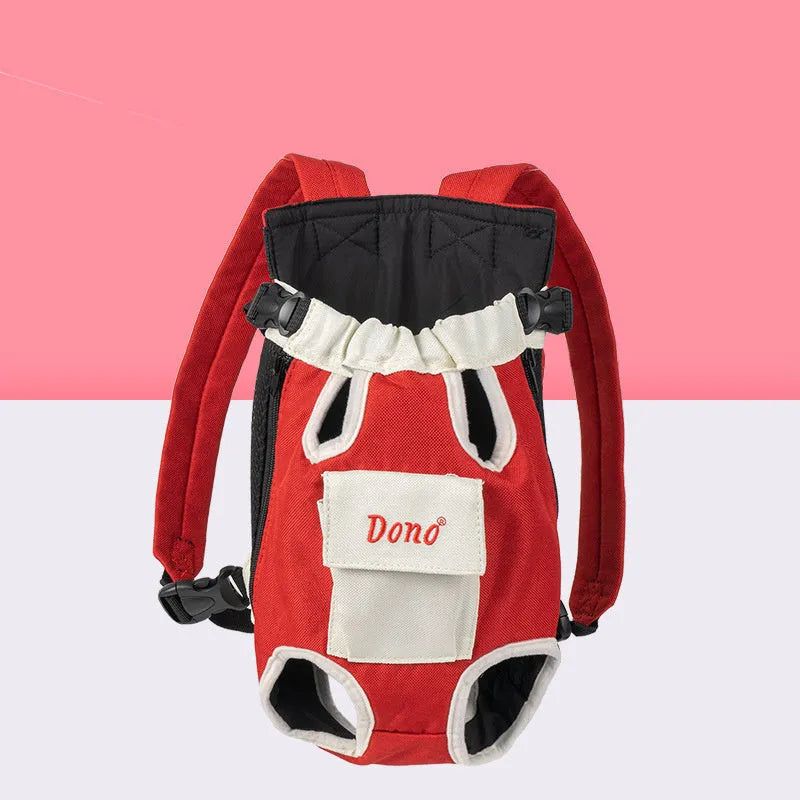 Front-carry pet sling bag with breathable mesh panels and adjustable shoulder strap in blue and yellow colour combination