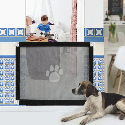 Black dog gate fence isolation net 80cm high portable assembled pet safety barrier
