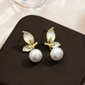 Women's simple copper butterfly earrings with zircon painting oil finish, colour PT0203.