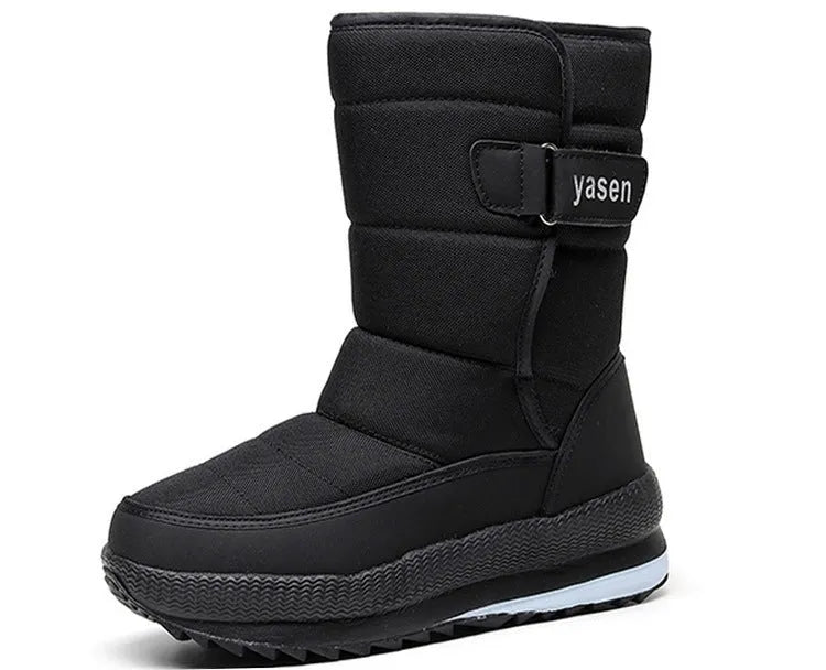 Men's waterproof snow boots with fleece lining, canvas upper, side zipper, and mid heel in multiple winter colours