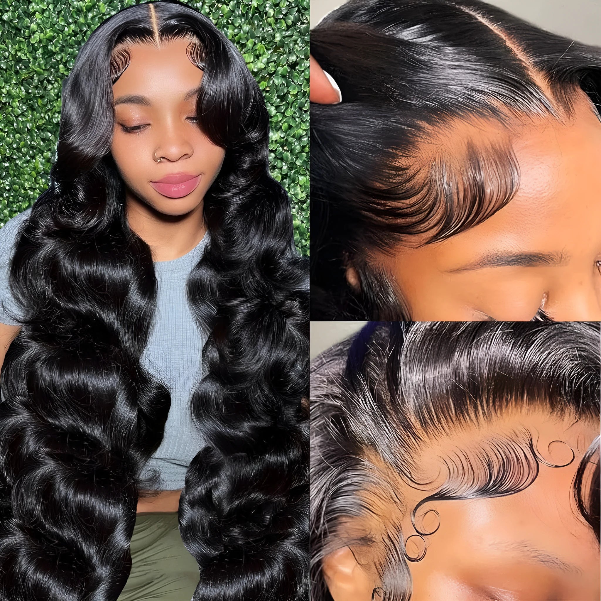 Black medium-long wavy synthetic full-head wig with natural styling and curly texture