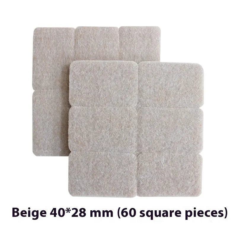 Beige plastic furniture protection pads in round and square shapes with multiple size options