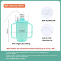 Oblique mouth choke-proof drinking cup with lid and handle, showing optional wrist splint attachment