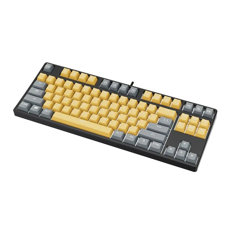 87-key mechanical keyboard with colourful keycaps on a metal base, showing hot-swappable switches