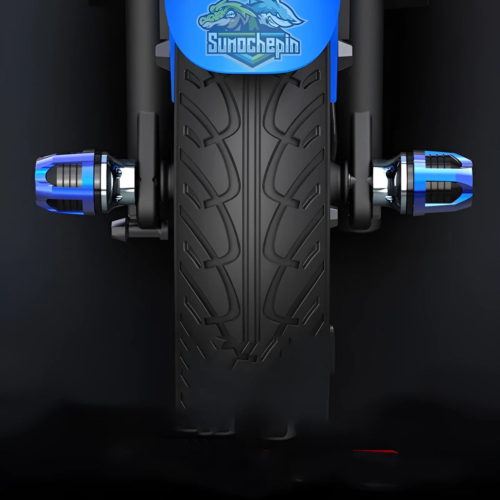 Aluminium alloy motorcycle fork cups pair in seven anodised colour options for front axle security