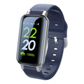 Black, blue, and coffee coloured smart bracelet with call and heart rate monitor functions.