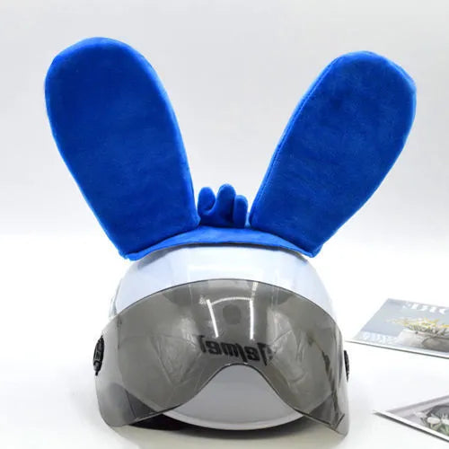 Rabbit-shaped glow ears helmet ornament with Velcro bottom attachment in multiple colour options