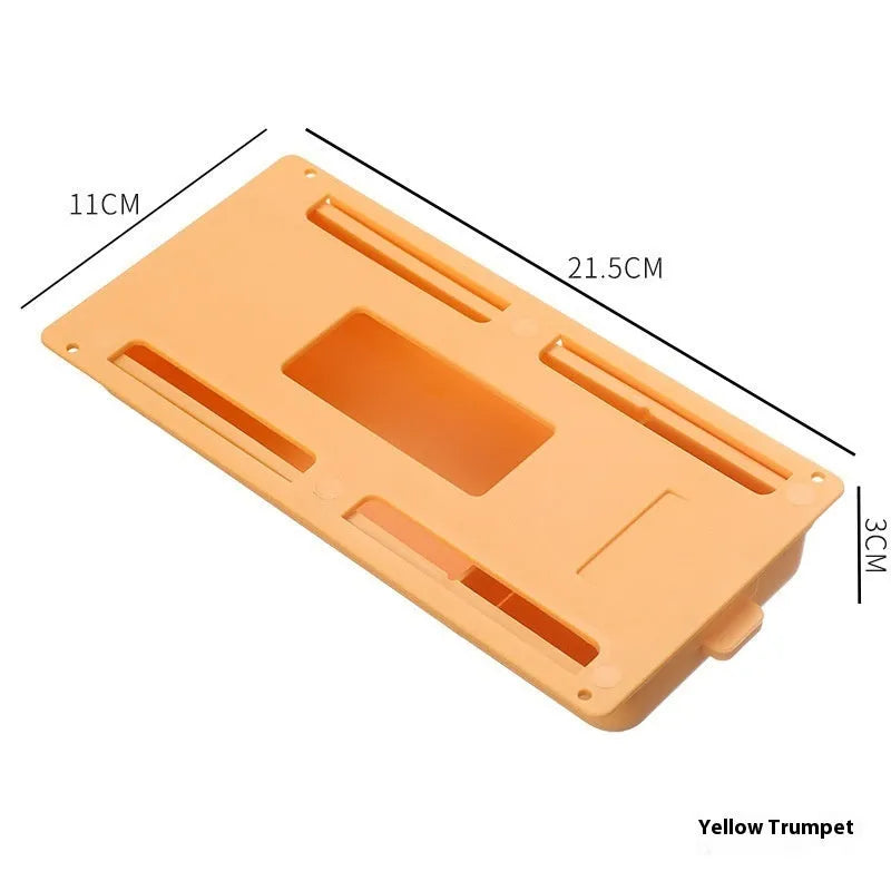 Plastic under-table storage drawer with adhesive mounting in grey colour