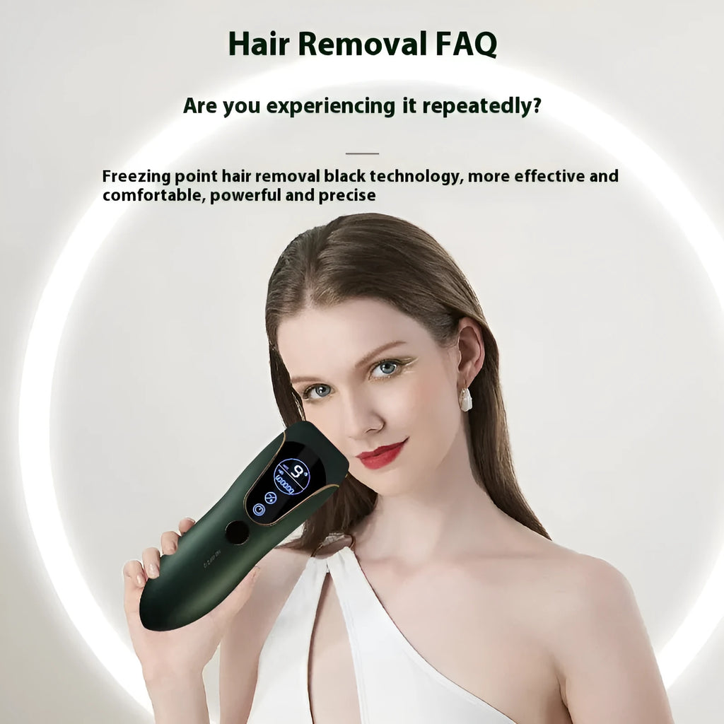 Sundial freezing point hair removal device in choice of white, green or pink colours for body, face and leg use
