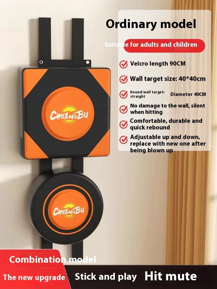 Hanging wall-mounted PU boxing sandbag target for home fitness training.