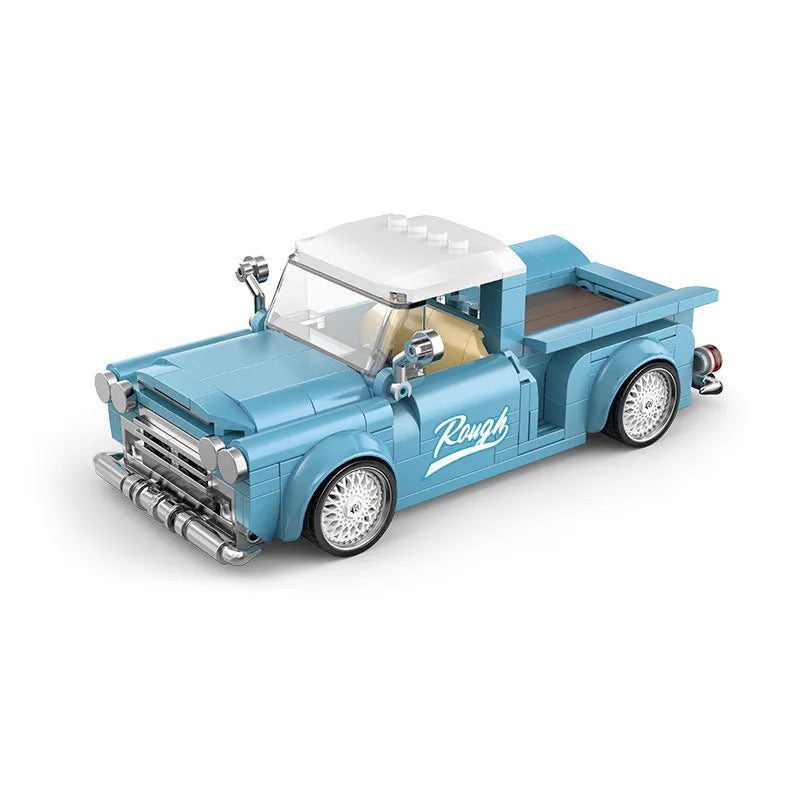 Pipo PB8840 retro pickup truck car model building block kit plastic assembly toy