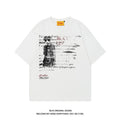 Men's black loose fit pure cotton T-shirt with white retro letter print and short raglan sleeves.