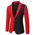 Men's slim-fit suit jacket in red with long sleeves and round hem, casual leisure style