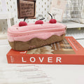 Cherry Cake coloured velvet plush pencil bag, Korean style design.