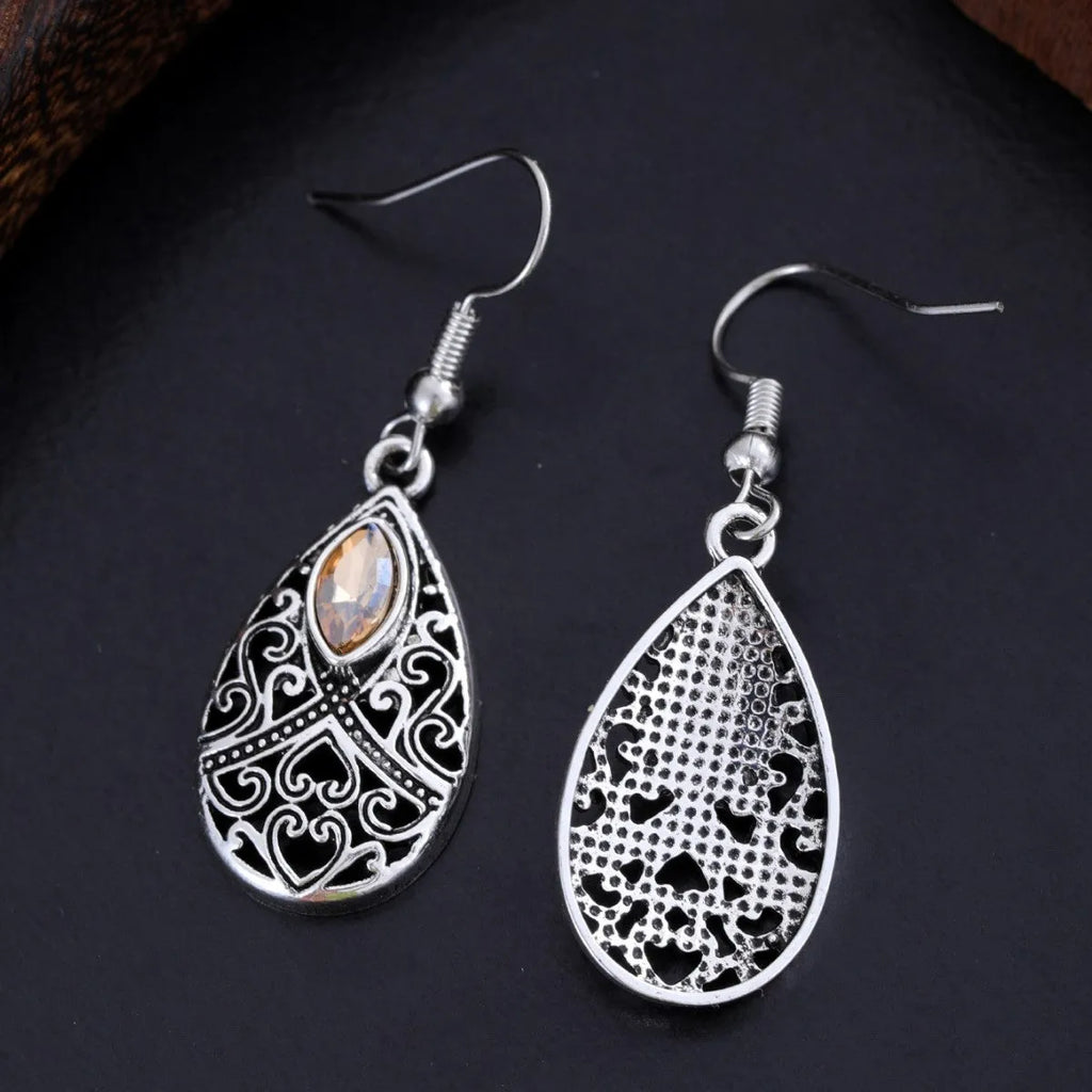 Retro water droplet drop dangle earrings for women in alloy with three style options