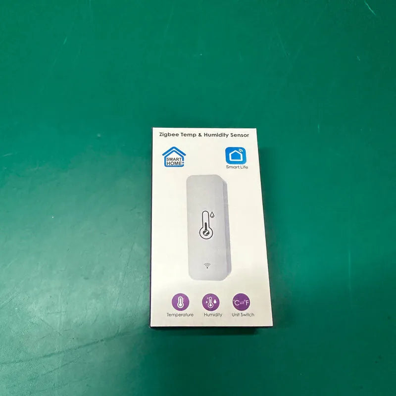 White WiFi temperature and humidity sensor with compact rectangular ABS housing measuring 72mm