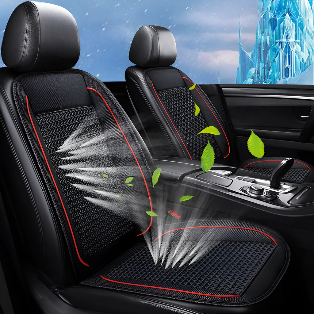 Square black car ventilation seat cushion with massage function on car seat