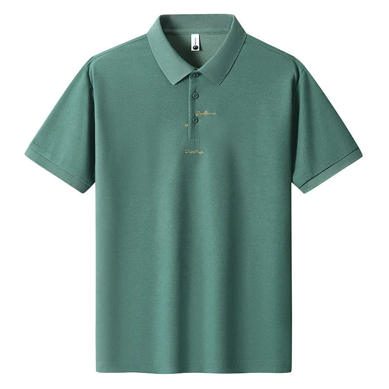 Men's casual loose fit cotton T-shirt in blue with printed letter design