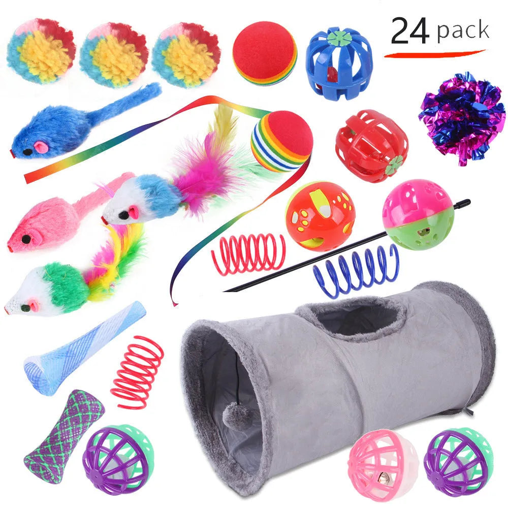 Plastic cat toy suit with tunnel channels in a selected colour from the B99801-B99855 range