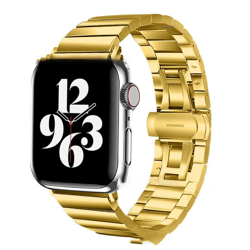 Stainless steel watch strap with bamboo bow buckle for Apple Watch 42mm size