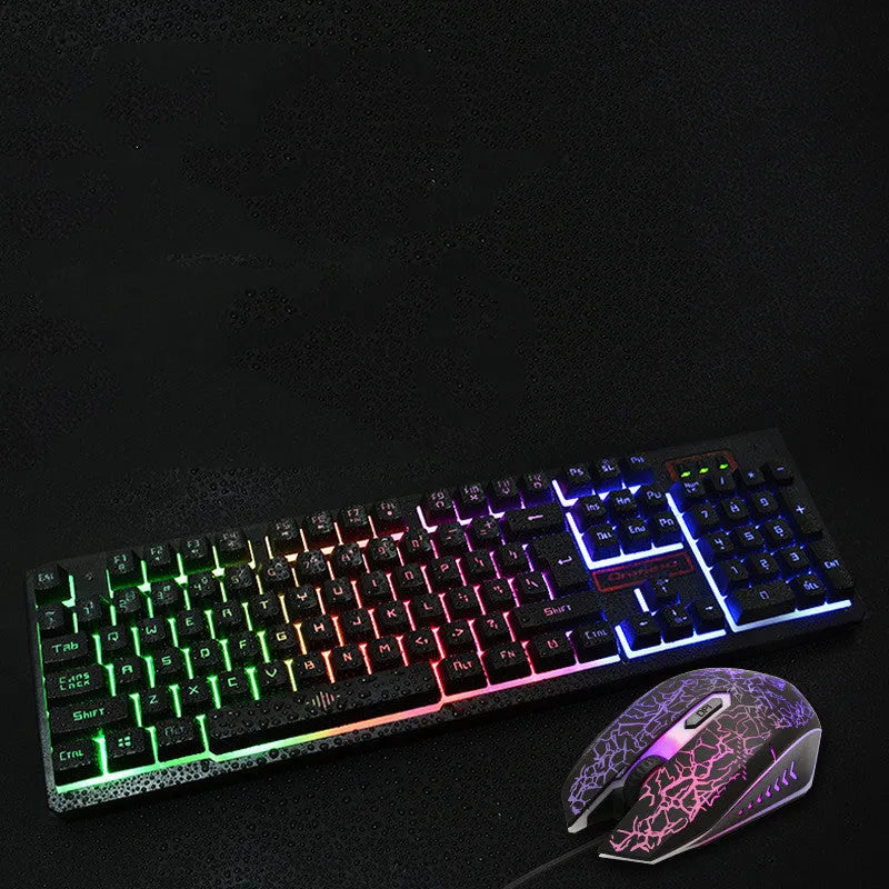 K13 black wired gaming keyboard and mouse set with USB connection and 1600 DPI optical mouse