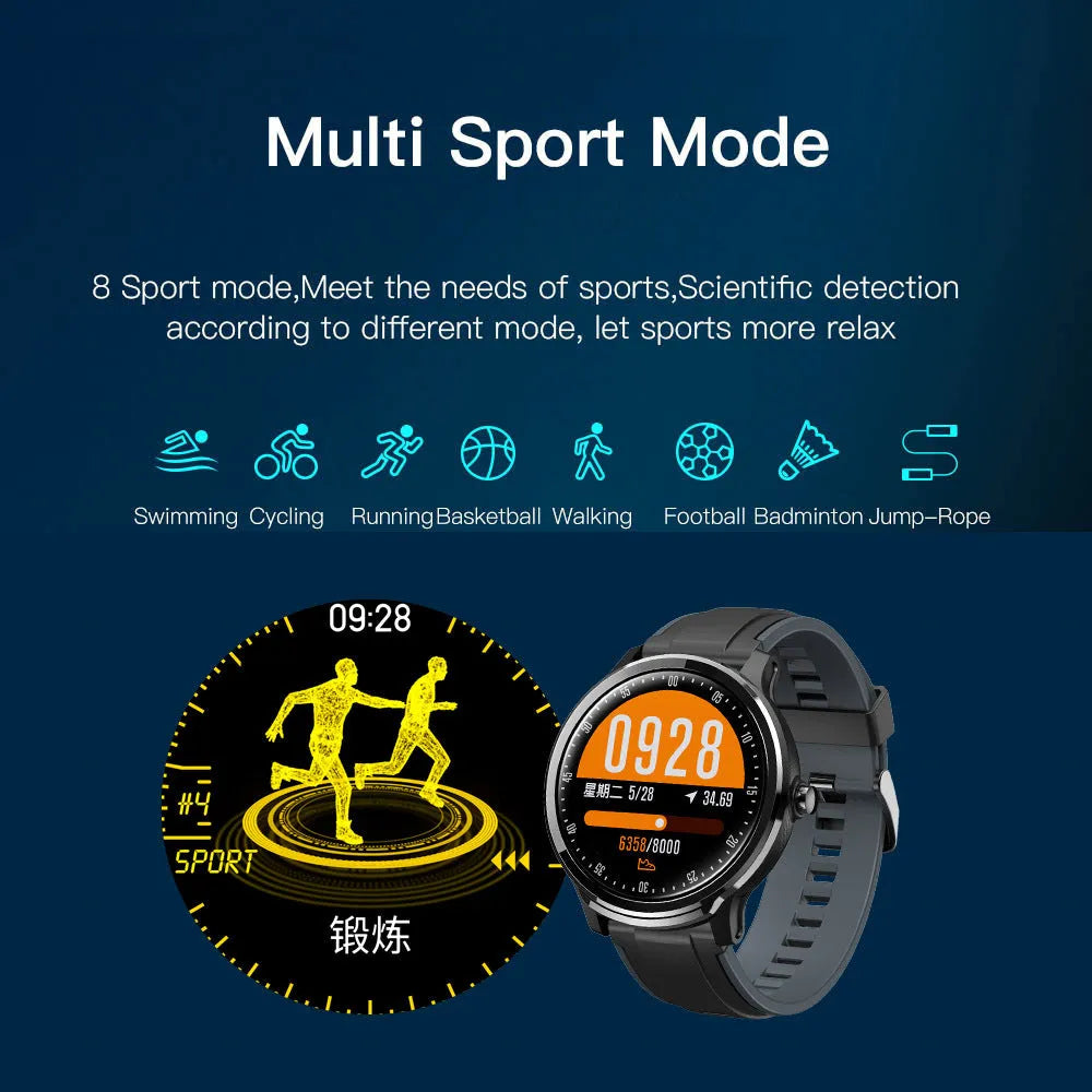 Square green waterproof smartwatch with heart rate monitor and touchscreen on wrist