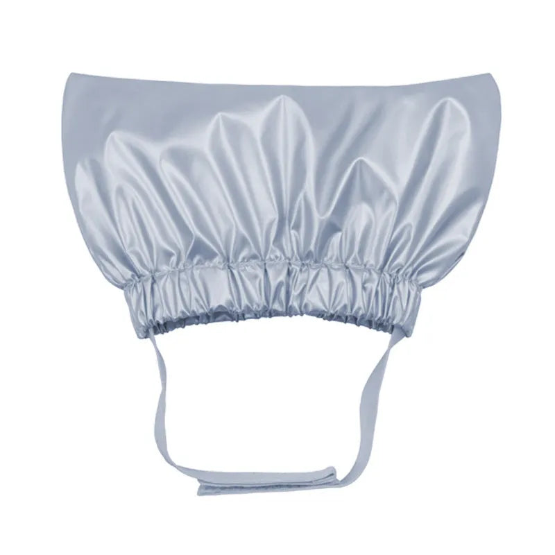 Adjustable ear-proof waterproof shower cap for dogs and cats in silver, pink, or gold.