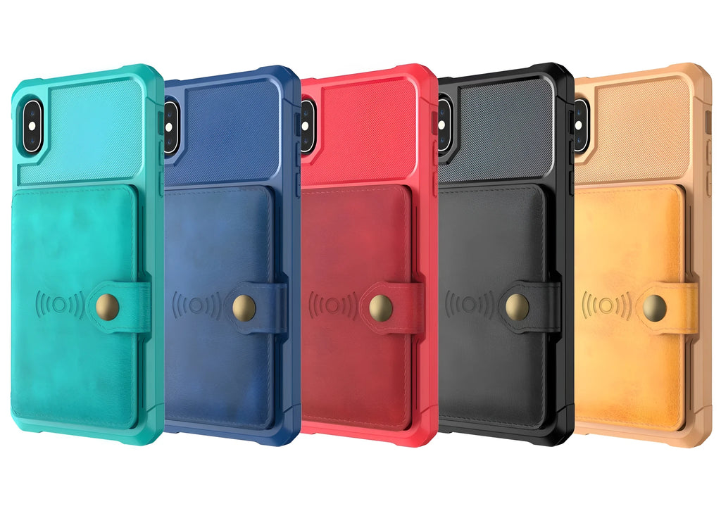 Geometric pattern PU mobile phone case in multiple colours for iPhone and Samsung models.