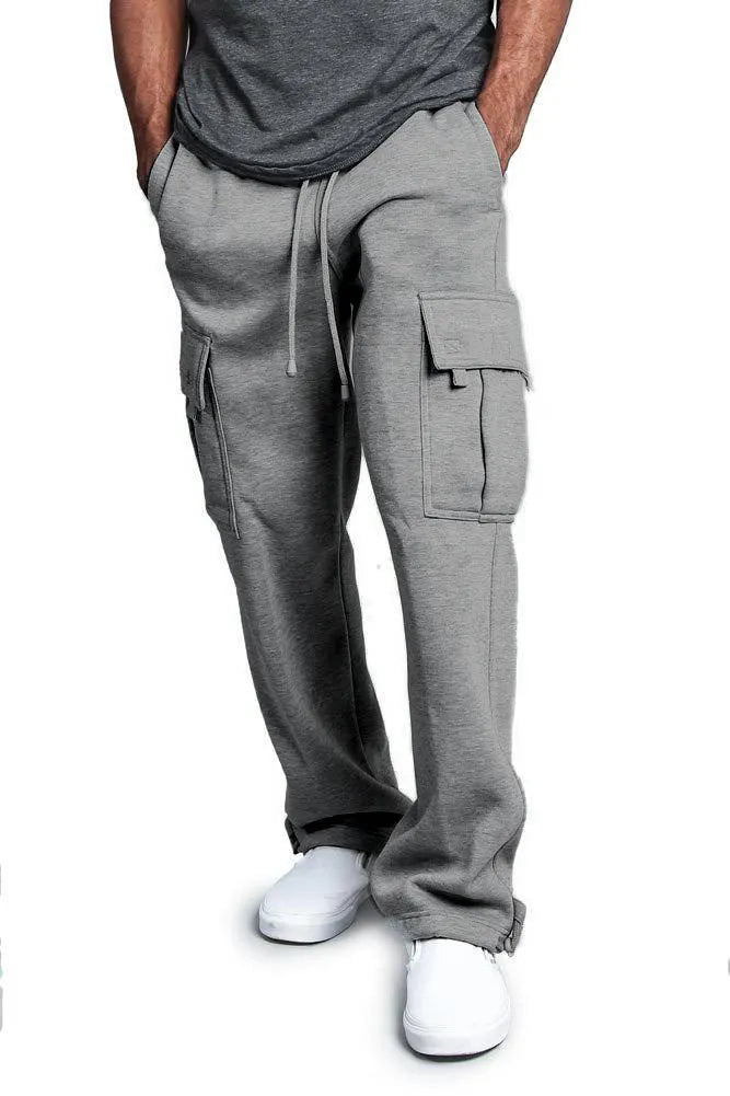 Casual multi-pocket loose straight-leg overalls in white, black, dark gray, light gray, army green, and red