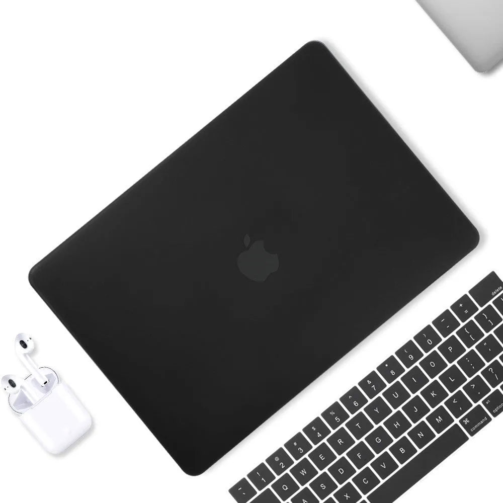 Compatible MacBook Pro protective shell with thin design, mini buckle, and keyboard film in black