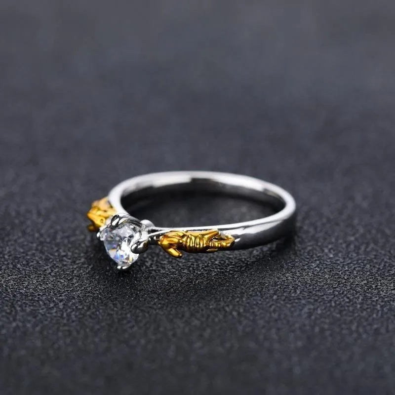 Black gold crystal crown ring for cosplay with copper construction and multiple size options