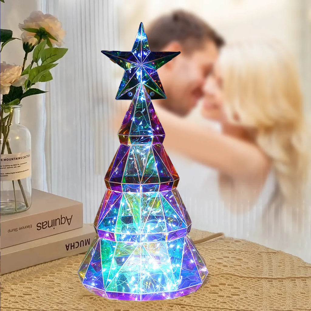 Colourful cartoon luminous Christmas tree decoration with battery-operated lighting