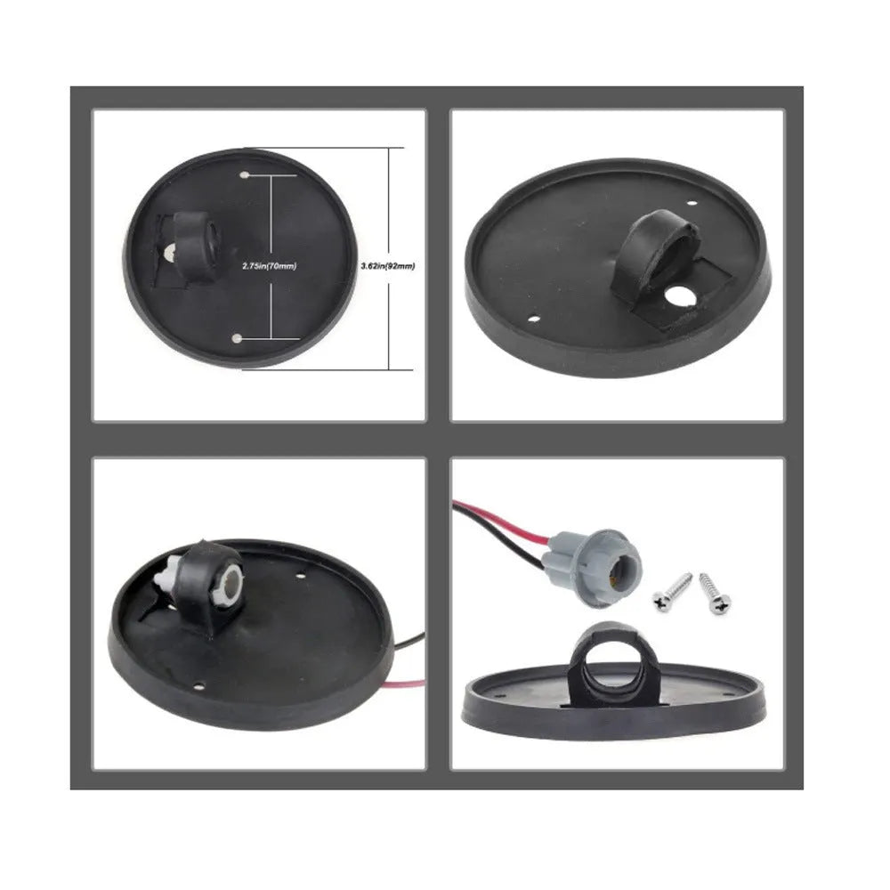 Five cab roof marker light assemblies with yellow lenses, bases, T10 LED bulbs, screws, and wire sockets for commercial vehicle installation