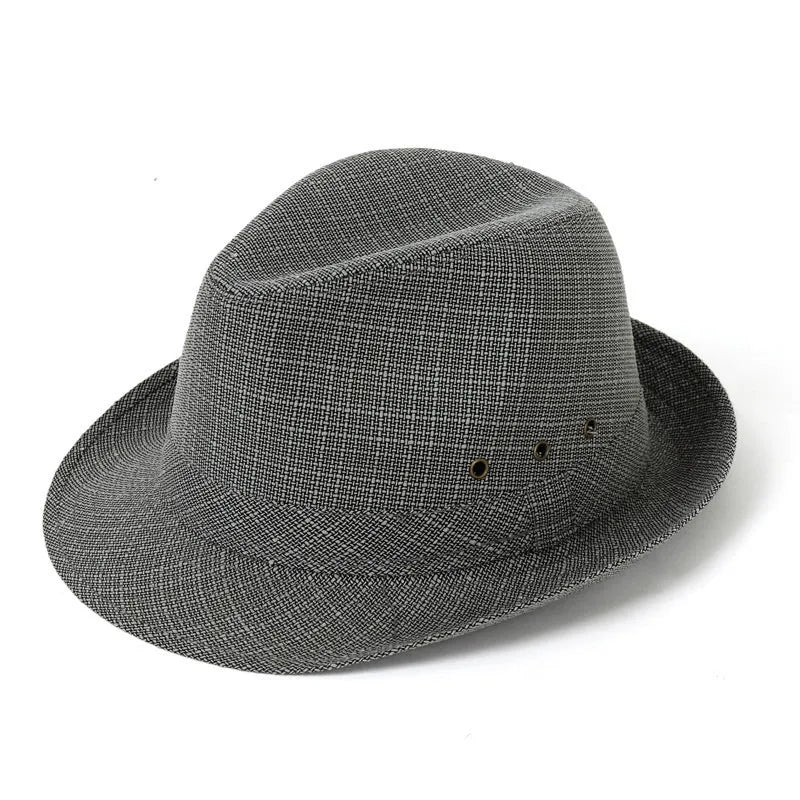 Men's thickened fedora hat shown in classic colours with size options from 57 to 60 centimetres.