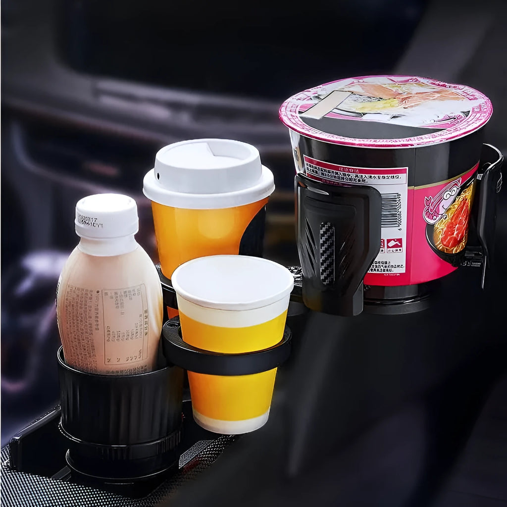 One Point Four Drink adjustable car cup holder with retractable base in carbon fibre black