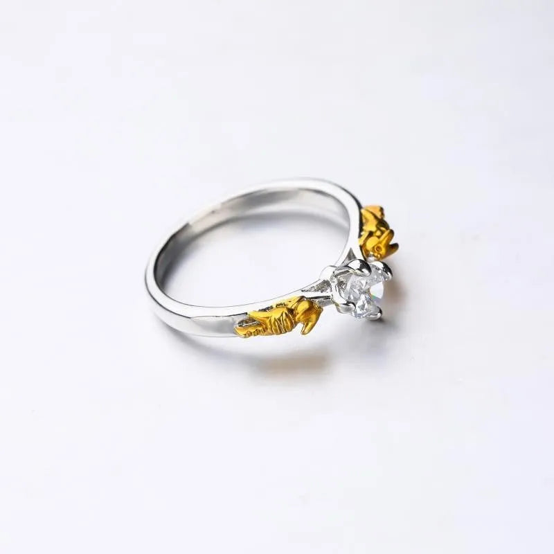 Black gold crystal crown ring for cosplay with copper construction and multiple size options