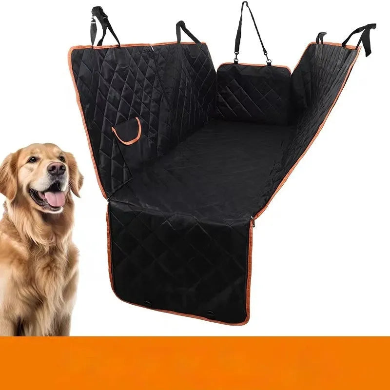 Cloth pet car cushion dog mat shown in black and grey style options on a car seat.