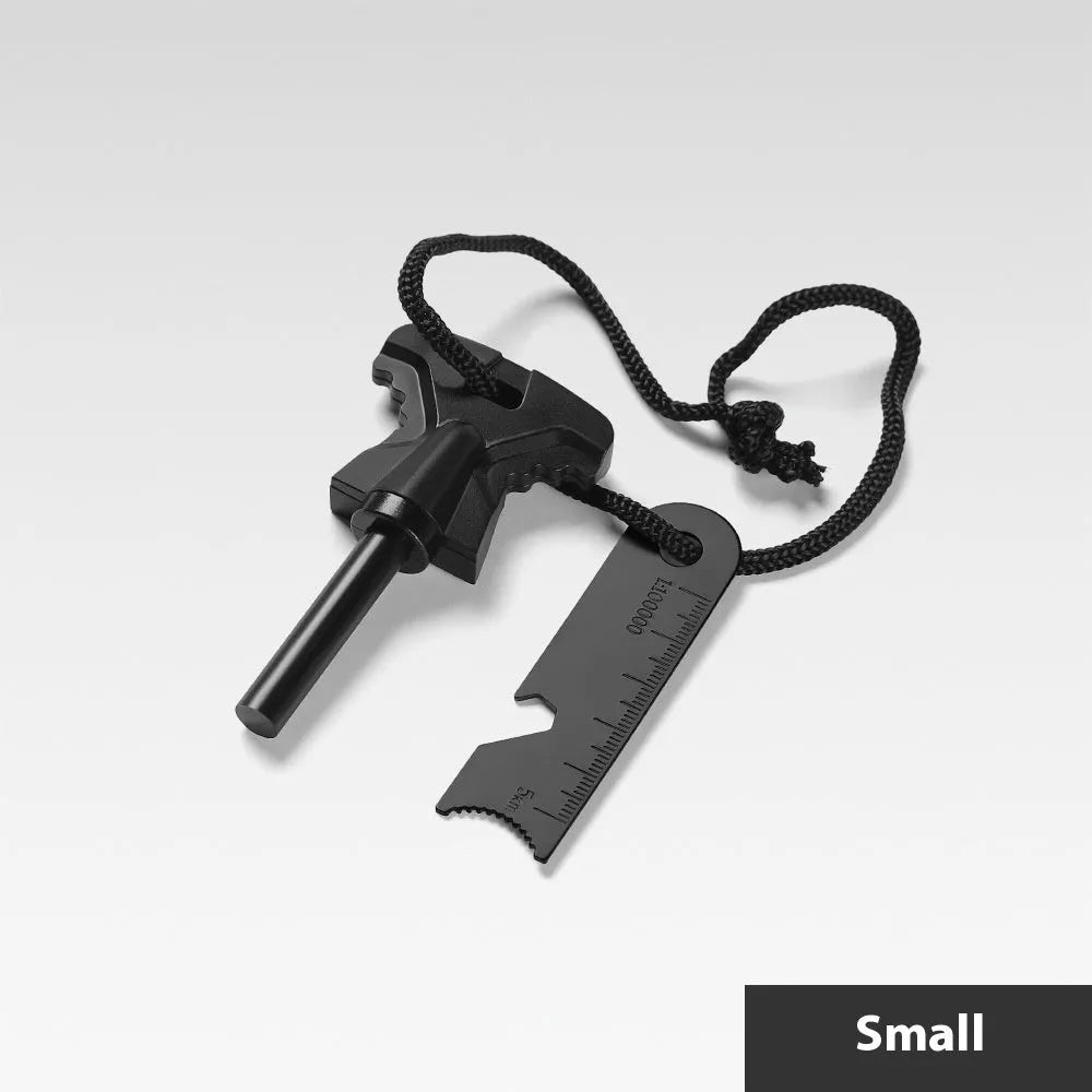 Butterfly-shaped stainless steel survival tool with bottle opener, dimensions 117mm by 43mm.