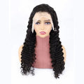 Solid colour human hair lace front wig displayed on a stand