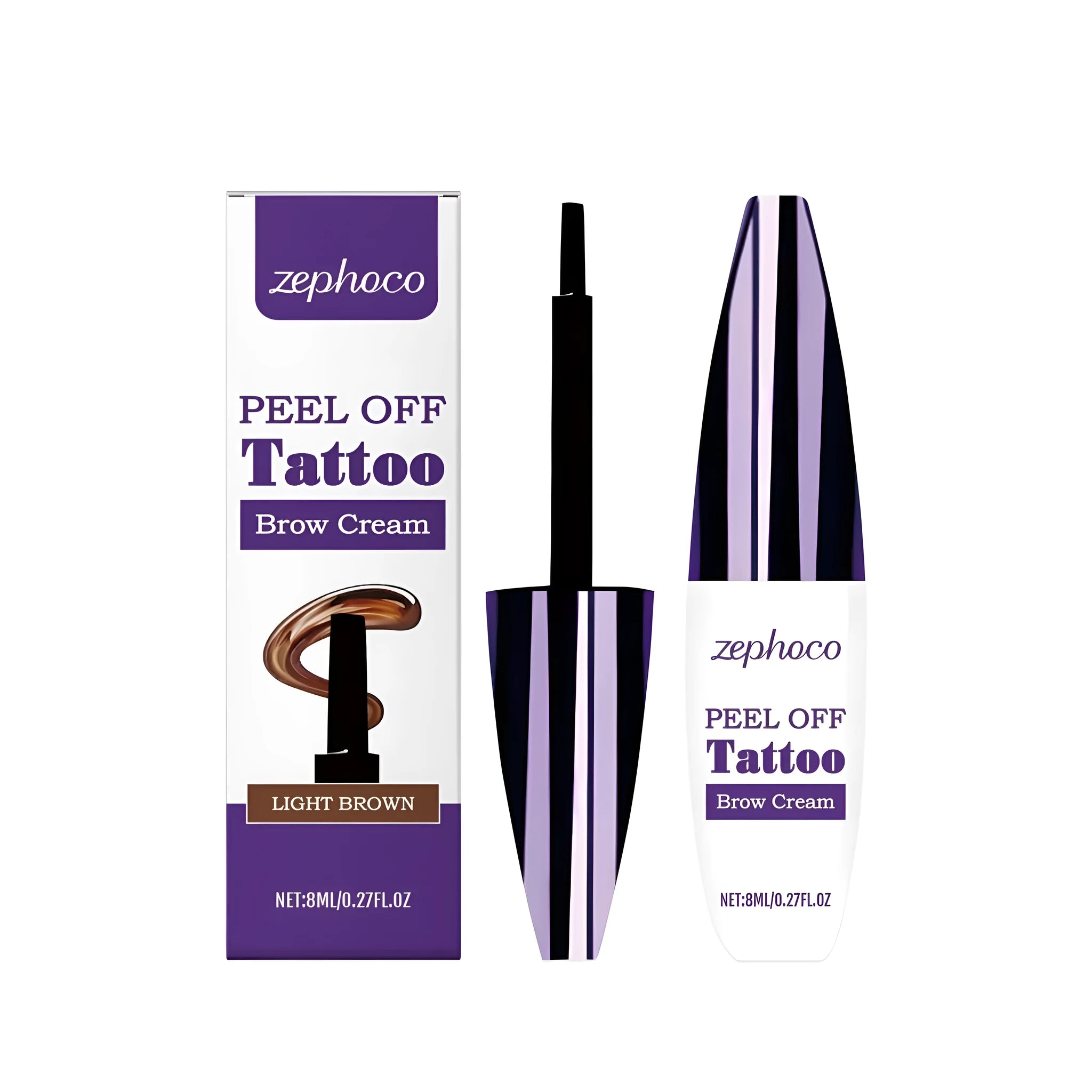 Tearable Liquid Eyebrow Pencil in shades Black, Brown, and Light Brown.