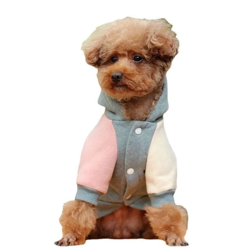 Cotton pet sweatshirt in brown, green or pink available in six dog sizes