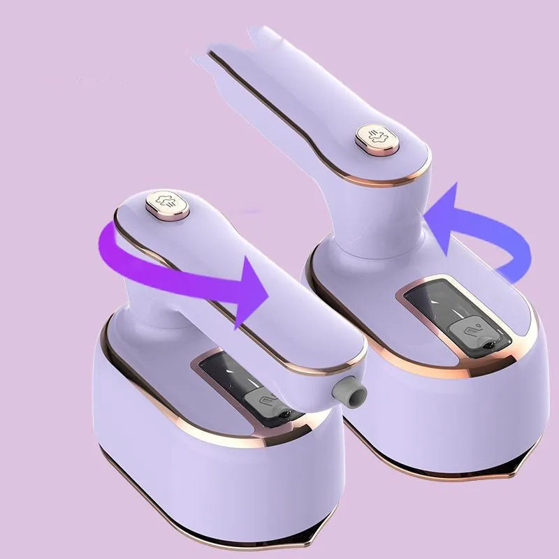 Home Fashion simple rotating steam hanging iron in light purple with rotating head and 1000W power on a white background