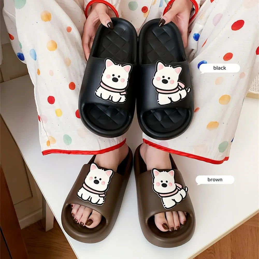 Rhombus-patterned PVC summer slippers in four colours with floral design and thickened sole