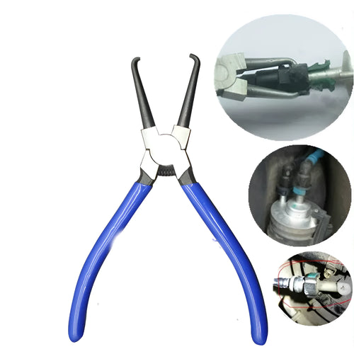 Caliper tubing pliers for fuel pipe connector removal with iron and rubber construction in L and S sizes