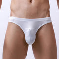 Men's loose-fit transparent nylon underwear in blue, shown flat.